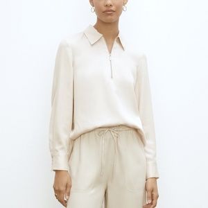 Zipper Front Shirt - New With Tags - NEVER WORN - WHITE